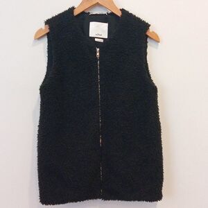 ARITZIA WILFRED Chatou FAUX FUR VEST full zip black XS sherpa teddy sleeveless